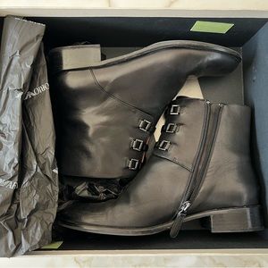 Emporio Armani Black Zip-Up & Buckle Booties